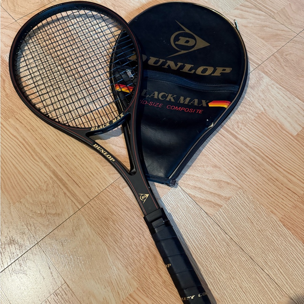 Dunlop Black Max Tennis Racket with Cover Vintage 80s